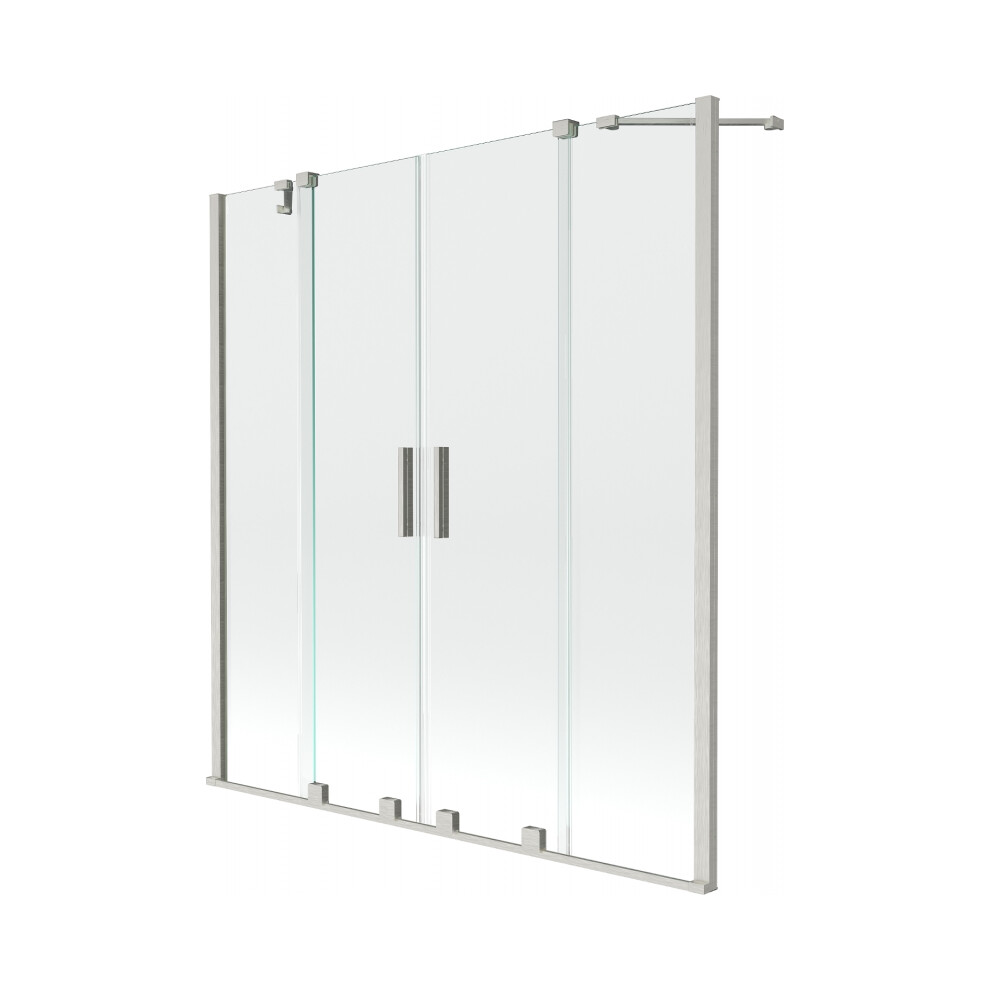 Mexen Velar Duo Vanová ZáStěNa 2KříDlá Posuvná 150 X 150 Cm, Transparentní, KartáčOvaný Nikl - 896-150-000-02-97-image