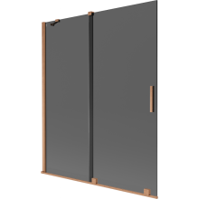 Mexen Velar Zweiflügelige Duschabtrennung 140 x 150 cm, Graphit, gebürstetes Kupfer - 896-140-000-41-65