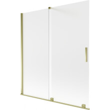 Mexen Velar, 2-flügelige, verschiebbare Badewannenwand 150 x 150 cm, Matt, Gold - 896-150-000-31-50