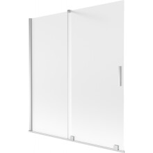 Mexen Velar Badewannenfaltwand 2-flügelig verschiebbar 150 x 150 cm, satiniert, Chrom - 896-150-000-31-01
