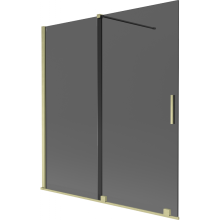 Mexen Velar Duschabtrennung, 2-flügelig, 150 x 150 cm, grafit, gebürstetes Gold - 896-150-000-41-55