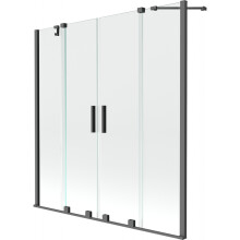 Mexen Velar Duo vanová zástěna 2-křídlová posuvná 160 x 150 cm, transparentní, gun metal - 896-160-000-02-95