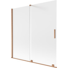 Mexen Velar Badewannenabtrennung 2-flügelig verschiebbar 160 x 150 cm, mattiert, gebürstetes Kupfer - 896-160-000-31-65