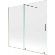 Mexen Velar Wannenwand 2-flügelig, verschiebbar 170 x 150 cm, transparent, gebürstetes Nickel - 896-170-000-01-97