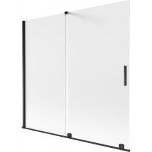 Mexen Velar kétszárnyú, toló fürdőszobai paraván, 170x150 cm, zúzmarás, fekete - 896-170-000-31-70