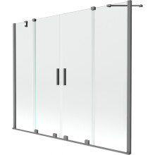 Mexen Velar Duo kádparaván 2-szárnyú toló 190 x 150 cm, átlátszó, gun metal - 896-190-000-02-95