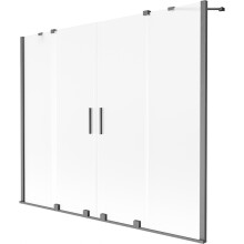 Mexen Velar Duo Badewannenabdeckung 2-flügelig, verschiebbar 190 x 150 cm, matt, gebürstetes Gun Gray - 896-190-000-32-66