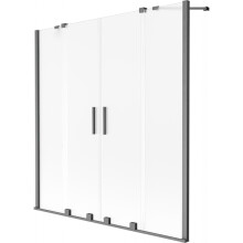 Mexen Velar Duo Wannenspritzschutz 2-flügelig verschiebbar 140 x 150 cm, Frost, Gun Grey gebürstet - 896-140-000-32-66