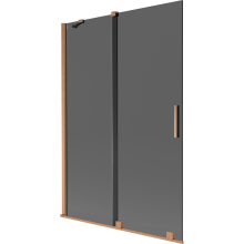 Mexen Velar Badewannenfaltschirm 2-flügelig, verschiebbar 120 x 150 cm, Graphit, gebürstetes Kupfer - 896-120-000-41-65