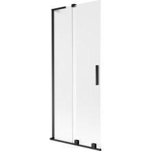 Mexen Velar L Badewannenwand 2-flügelig verschiebbar 85 x 150 cm, Frost, Schwarz - 896-085-003-31-70