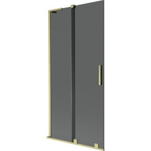 Mexen Velar L Badewannenabtrennung 2-teilig verschiebbar 95 x 150 cm, Graphit, gebürstetes Gold - 896-095-003-41-55