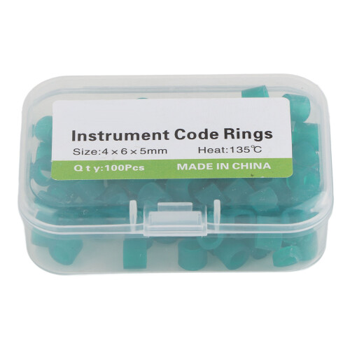 100 pezzi di anelli in silicone verde per codifica del colore dentale 1