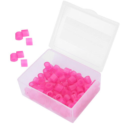 100 pièces d'anneaux à code couleur en silicone rose, taille unique 1