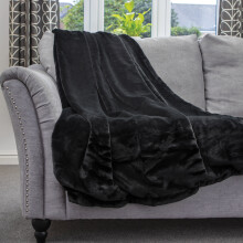 Dreamcatcher Blanket Throw Soft Faux Fur 160 x 130cm Black Fleece Overblanket Fluffy Blanket for Sofa & Beds