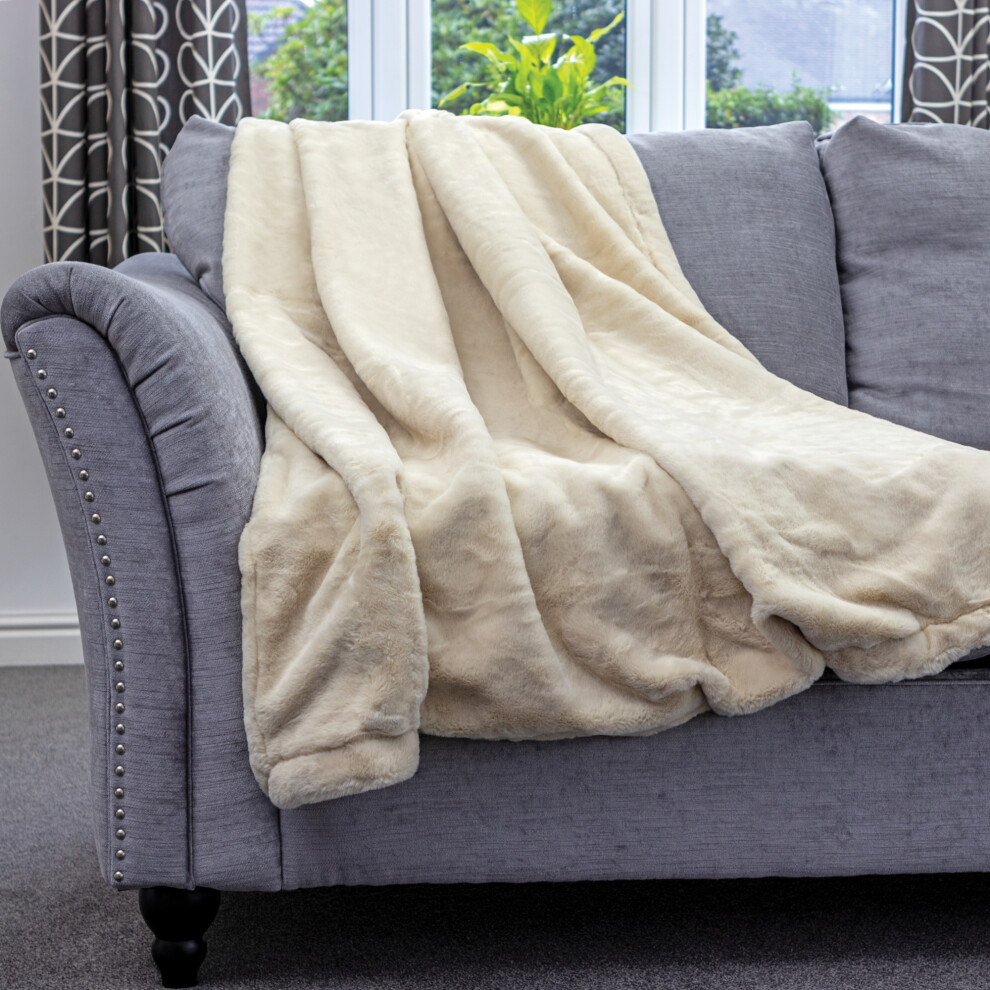 Dreamcatcher Blanket Throw Soft Faux Fur 160 X 130Cm Fleece Overblanket Fluffy Blanket For Sofa & Beds Cream