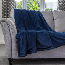 Dreamcatcher Blanket Throw Soft Faux Fur 160 x 130cm Navy Blue Fleece Overblanket Fluffy Blanket for Sofa & Beds