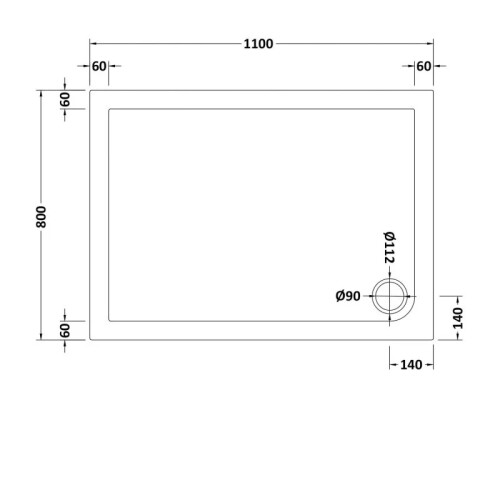 NES Home Slim 1100 x 800 Rectangular Stone Resin Shower Tray For Wetroom Enclosure 2