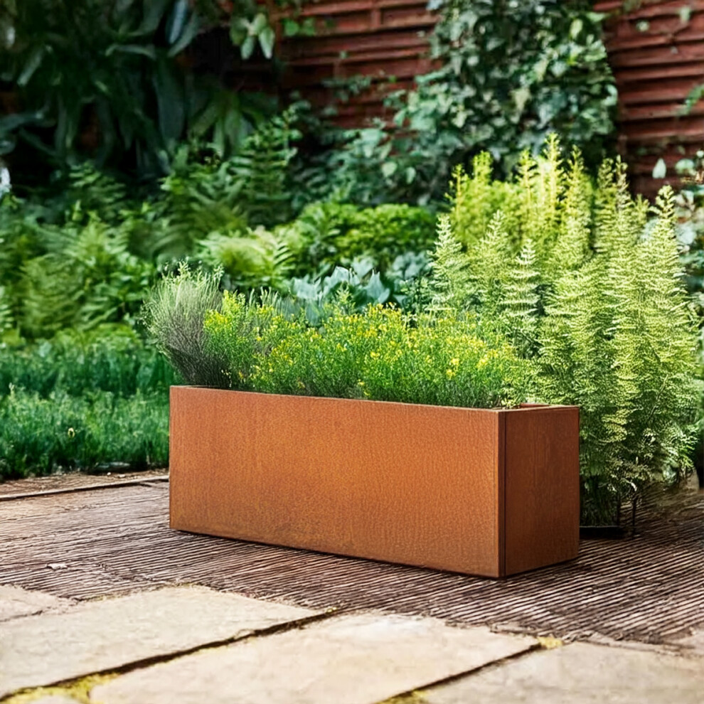Nicoman Corten Steel Trough Planter Pre-Rusted 80Cm X 30Cm - Image 3