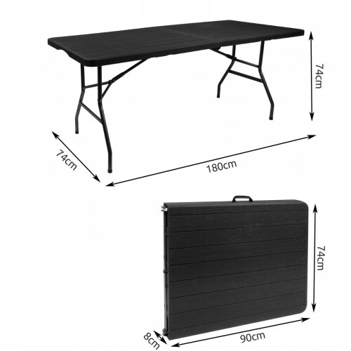 Klappbarer Gartentisch schwarz 180cm 2