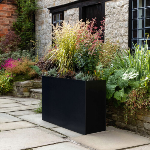 Galvanised Matte Black Trough Planter 90cm x 82cm