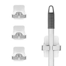 4 Pack Broom Holder Wall Mount Mop Grippers No Drilling Self Adhesive Anti-Slip Mop Handle Hanger Dustpan and Broom Organizer
