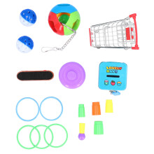 7 Stück Papageien-Puzzlespielzeug-Set Mini-Wagen-Trainingsringe Skateboard-Glockenball-Set für Vögel