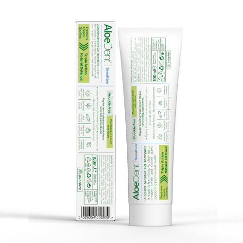 Aloe Dent Sensitive AloeVera Fluoride Free Gel Toothpaste 100 ml X 3 1