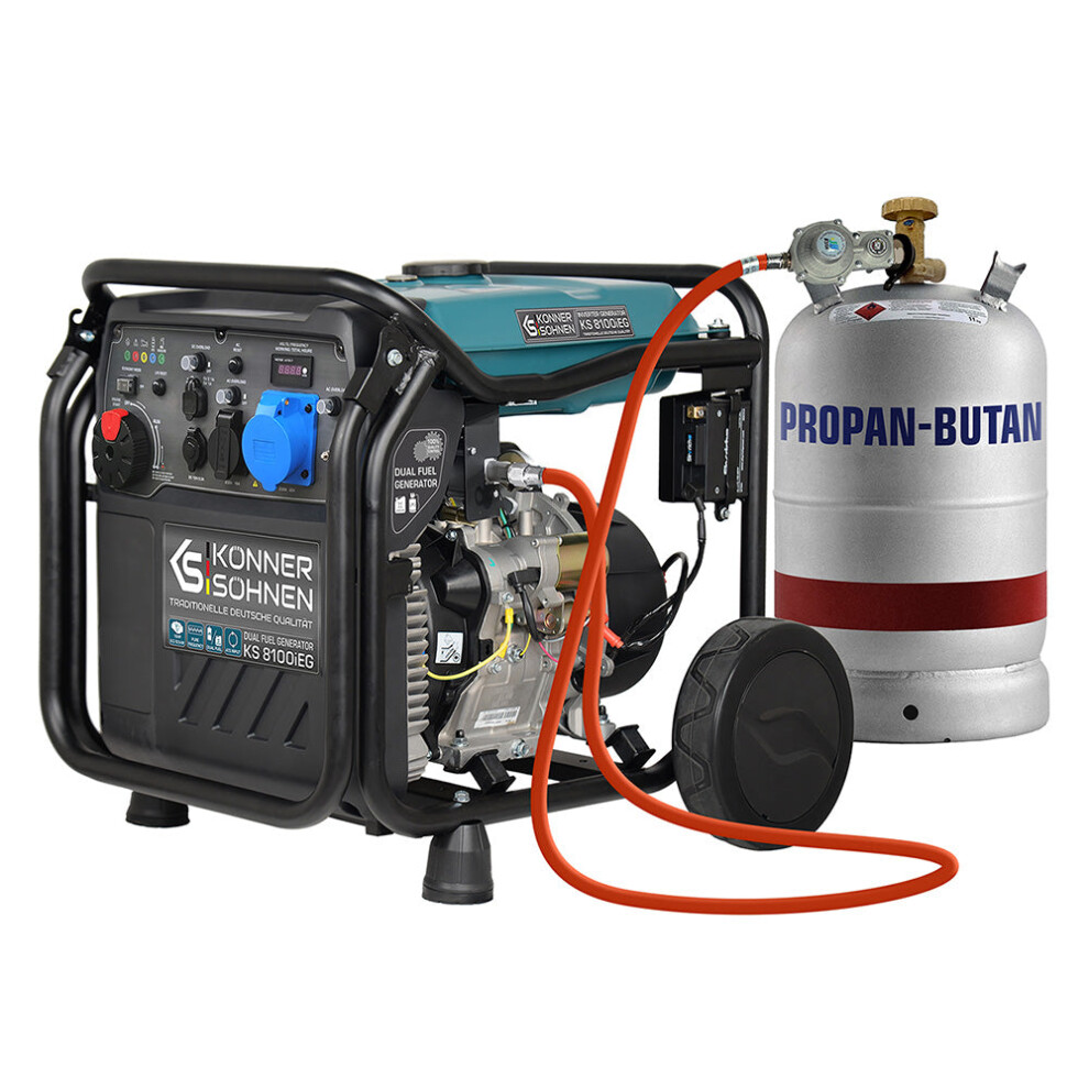 Könner & Söhnen Ks 8100Ieg Dual-Fuel Lpg/Petrol Inverter Generator, 8Kw, 230V, Usb, Led, Economy Mode, Copper Winding
