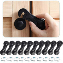 10 Pack Child Fety Cabinet Locks - Baby Proofing Latches Lock for Drawers Toilet Seat Fridge Oven with 10 Extra Adhesives (black)
