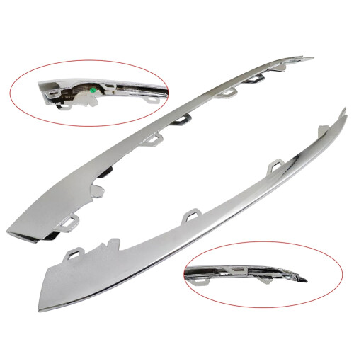1Pair Front Bumper Bright Strip Lip Trim Chrome Molding For 2
