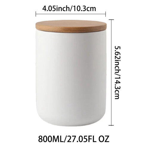 Ceramic Storage Jar Bamboo Lid Storage Bottles Spices Sugar Container 1