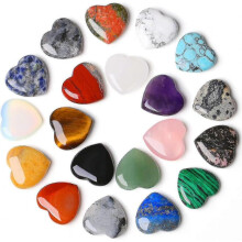 20pcs Natural Heart Healing Crystals Rose Quartz Amethyst Heart Love Stones Set