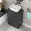 NES Home Nes Home Dark Grey 600mm Bathroom Doors Vanity Unit Rounded Rectangle Basin 5