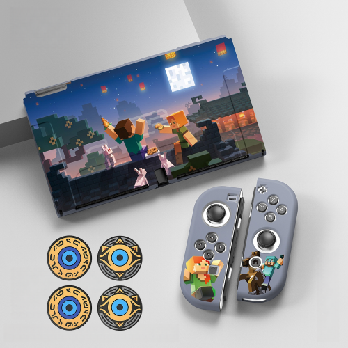 Protective Case Set for Nintendo Switch – OLED and Joy-Con Controllers, Minecraft Theme