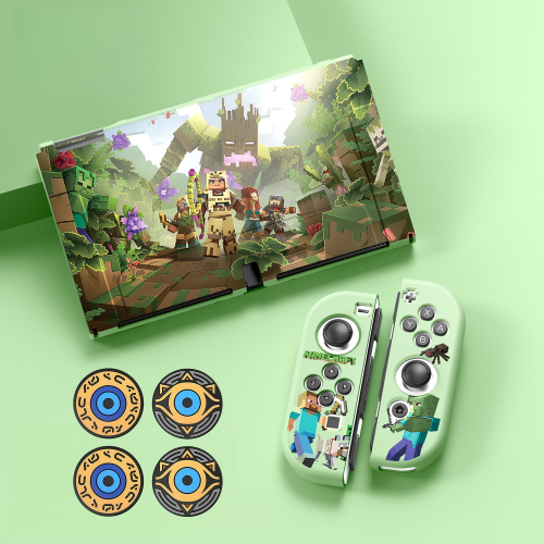 (Style A2) Protective Case Set for Nintendo Switch – OLED and Joy-Con Controllers, Minecraft Theme