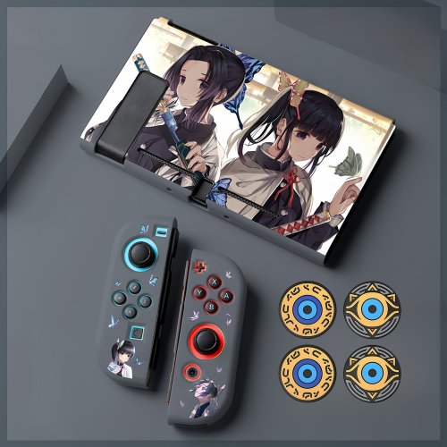 (Style A12) Protective Case Set for Nintendo Switch and Joy-Con Controllers, Demon Slayer Theme