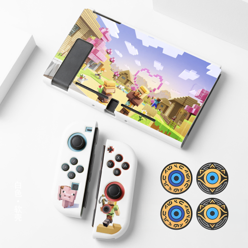 (Style A6) Protective Case Set for Nintendo Switch and Joy-Con Controllers, Minecraft Theme