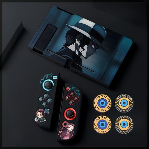 (Style A15) Protective Case Set for Nintendo Switch and Joy-Con Controllers, Demon Slayer Theme