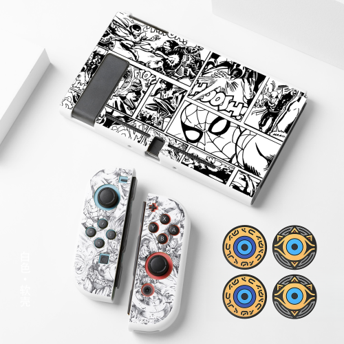 (Style A7) Protective Case Set for Nintendo Switch and Joy-Con Controllers, Super Hero Theme