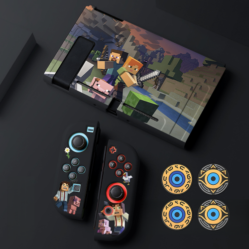 Protective Case Set for Nintendo Switch and Joy-Con Controllers, Minecraft Theme