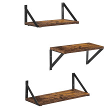 VASAGLE Set of 3 Wall Shelves, Floating Shelves, for Trinkets, Photo Frames, Spice Bottles, Toiletries, in the Living Room, Bedroom, Kitchen,