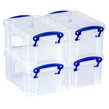 Really Useful Plastic Storage Box 0.7 Litre Clear (Pack of 4)