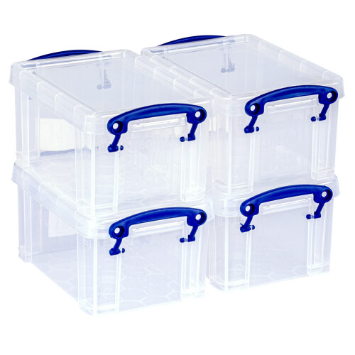 Really Useful Really Useful Plastic Storage Box 0.7 Litre Clear (Pack of 4)