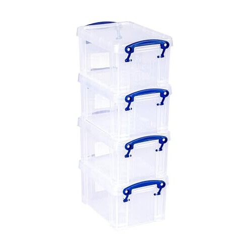 Really Useful Really Useful Plastic Storage Box 0.7 Litre Clear (Pack of 4) 1