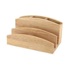 apollo THE HOUSEWARES BRAND Letter Rack Pen Tidy, Organiser, Stand, Hevea Wood, Great Gift Idea, Size: 23x14x12cm, Natural