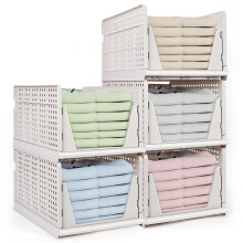 Set of 5 Extra Large Stackable Wardrobe Storage Box, Foldable Organizer, Plastic Wardrobe Shelves Closet Drawer, Pull Out Like a Drawer, Suitable for