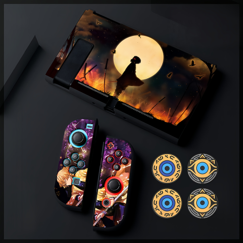 (Style A19) Protective Case Set for Nintendo Switch and Joy-Con Controllers, Demon Slayer Theme