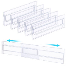 ASelected 6Pcs Drawer Dividers 3.2" High Expandable From 10.8-20.4" Adjustable Drawer Organisers Clear Plastic Drawers Separators For Bedroom,