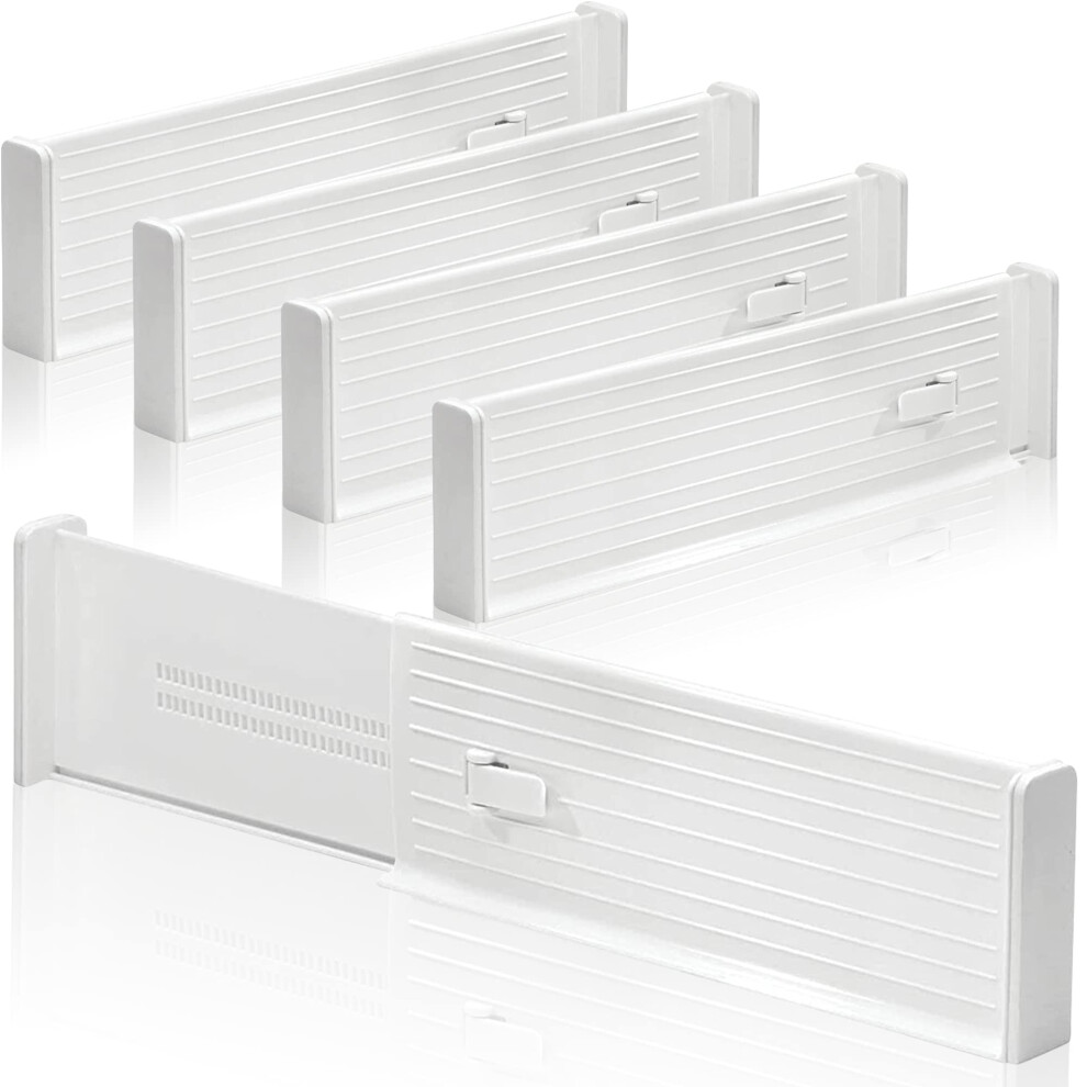 Lighterday 4-Pack Adjustable Drawer Dividers,Expandable Plastic Kitchen Clothes Drawer Organisers,Drawer Organiser Divider For Kitchen Bedroom Office