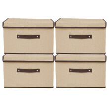 Yalixuan Fabric Storage Boxes with Lids, Pack of 4, Wardrobe Storage Organiser, Foldable Storage Box for Clothes, Toy, Photo, Closet, Bedroom, Home,